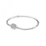 PANDORA Moments Schlangen-Gliederarmband mit Funkelndem Pav&eacute;-Verschluss Silber 18 cm
