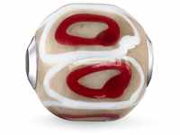 Thomas Sabo Damen-Bead Karma beige-weiß-rotem Muster 925 Silber Glas -...