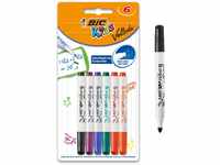 BIC Kids Marker Mini Velleda, Whiteboard Stifte, abwischbare Stifte in 6 Farben,