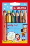 STABILO - Buntstift, Wasserfarbe & Wachsmalkreide - woody 3 in 1-6er Pack