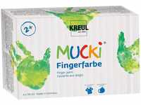 KREUL 2316 - Mucki leuchtkräftige Fingerfarbe, 6 x 150 ml in gelb, rot, blau,...