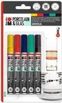 Marabu 0123000000080 - Porcelain & Glas Painter, Basic, Set mit 5 Farben,