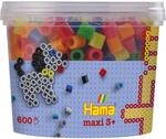 Hama Perlen 8572 B&uuml;gelperlen Dose mit ca. 600 bunten Maxi Bastelperlen mit