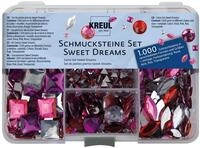 KREUL 49643 - Schmucksteine Set Sweet Dream, 1000 Steine in den Farben rosa, pink und