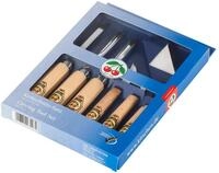 "KIRSCHEN" Werkzeuge 3427000 | Kerbschnitzsatz, 7-teilig inkl. Abziehstein