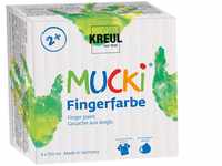 KREUL 2314 - Mucki leuchtkräftige Fingerfarbe, 4 x 150 ml in gelb, rot, blau und
