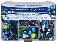 KREUL 49644 - Schmucksteine Set Magic Ocean, 1000 Steine in den Farben blau, türkis,