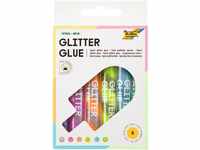 folia 576 - Glitter Glue Spiral Neon, Klebestifte mit Glitzer, 6er sortiert in 6