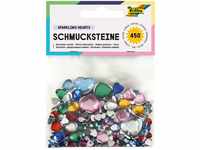 folia 1241 - Schmucksteine, Sparkling Hearts, 450 Stück, farbig sortiert - ideal zum