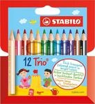 STABILO - Dreikant-Buntstift - Trio dick kurz - 12er Pack - Mini - kleiner Buntstift