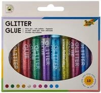 folia 574 - Glitter Glue, Klebestifte mit Glitzer, 10 Stifte sortiert in 10 Farben,