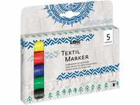 KREUL 90710 - Textil Marker medium, 5 Stoffmalstifte für helle Stoffe, mit...