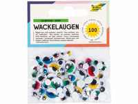 folia 7510 - Wackelaugen mit Wimpern und beweglicher Pupille, 100 Stück, bunt,