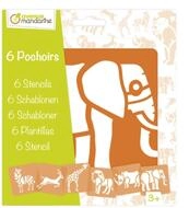 Mal-Schablonen 6er-Set Tiere Savanne