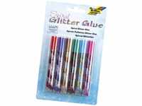 folia 575 - Glitter Glue Spiral Basic, Klebestifte mit Glitzer, 6er sortiert in 6