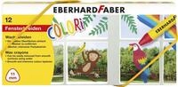 Eberhard Faber 524112 - Fensterkreide Set, 12 Wachsmalstifte f&uuml;r Fenster und Papier,