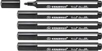 STABILO - Gefederter Dreikant-Filzstift - Trio Scribbi - 5er Pack - schwarz