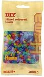 Hama Perlen 207-53 B&uuml;gelperlen Beutel mit ca. 1.000 bunten Midi Bastelperlen mit