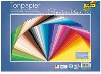 folia 6725/50 99 - Tonpapier Mix, 25 x 35 cm, 130 g/qm, 50 Blatt sortiert in 50