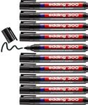edding 300 Permanentmarker - Schwarz - 10 Stifte - Rundspitze 1,5-3 mm - Wasserfest,