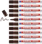 edding 3000 Permanentmarker - dunkel-braun - 10 Stifte - Rund-Spitze 1,5-3 mm -