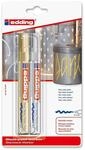 edding 750 Glanzlackmarker - gold, silber - Packung mit 2 Lackmarkern - Rundspitze