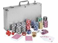 GAMES PLANET Pokerkoffer mit 300 Laser-Chips, Silver/Gold/Black Edition -...