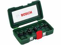 Bosch 6tlg. Hartmetall Fräser Set (für Holz, Ø-Schaft 1/4", Zubehör Oberfräse)