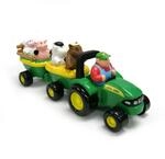 John Deere 34908 Heuwagen mit Tierger&auml;uschen, Spielzeuganh&auml;nger mit Bauer und 4