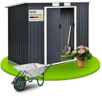 Juskys Ger&auml;tehaus Metall 4 m&sup2; &ndash; Ger&auml;teschuppen mit Pultdach, Schiebet&uuml;r &