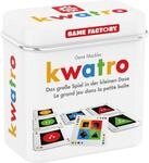 GAMEFACTORY 646195 Kwatro, Mini-Kartenspiel in handlicher Metalldose, Legespiel-Mix