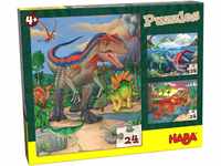 Haba Kinderpuzzle Dinosaurier - Puzzle Dino 3er Set mit je 24 Teilen ab 4 Jahren,