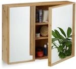 Relaxdays Bad Spiegelschrank 2-t&uuml;rig, Wandschrank aus Bambus, vormontierter
