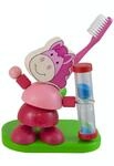 Hess Holzspielzeug 14577 - Zahnputzuhr aus Holz f&uuml;r Kinder, Serie Pferdchen, inkl.