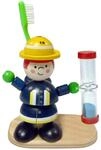 Hess Holzspielzeug 14575 - Zahnputzuhr aus Holz f&uuml;r Kinder, Serie Feuerwehrmann