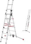 Hailo S100 ProfiLOT 3-teilige Alu-Kombileiter mit LOT-System - gleicht Unebenheiten