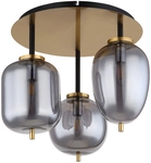 GLOBO Retrofit Deckenlampe BLACKY 3-flg messingfarbig /rauchfarbig