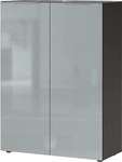 Schuhschrank LEVIN 87 x 120 cm Glasfront Silbergrau/Graphit
