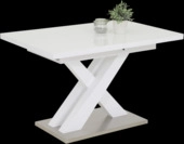 Esstisch ELVIRA 120 (160) cm x 80 cm Glasplatte wei&szlig;/silberfarbig