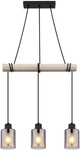 GLOBO Retrofit Balkenpendel HADERA 3-flg Holz /Rauchglas