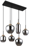 GLOBO Retrofit Balkenpendel MATT 6-flg naturfarbig /Rauchglas