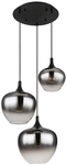 GLOBO Retrofit Pendelleuchte MAXY 3-flg schwarz /Rauchglas