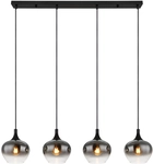 GLOBO Retrofit Balkenpendel MAXY 4-flg schwarz /Rauchfarbig