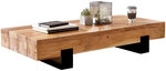 Couchtisch Akazie massiv 130 x 59 x 25 cm Braun/Schwarz