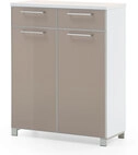 VOSS Schuhkommode SANTINA 108 x 84 cm Lack wei&szlig;/ Glas taupe