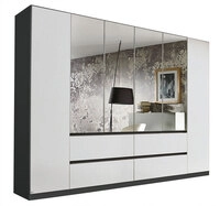Kleiderschrank MAINZ 271 x 210 cm Grau metallic/Spiegel
