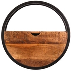 Wandregal 50 x 50 cm Mangoholz Metall natur schwarz