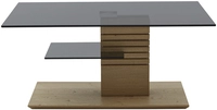Couchtisch 100 x 60 x 47 cm Glas, teilmassiv Wildeiche/Grau