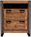 Schuhschrank 80 x 96 cm Natur-Akazienholz massiv/ schwarz