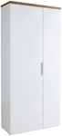 Garderobenschrank MUNDI 83 x 189 cm Wei&szlig; Hochglanz/Eiche-Riviera-Dekor